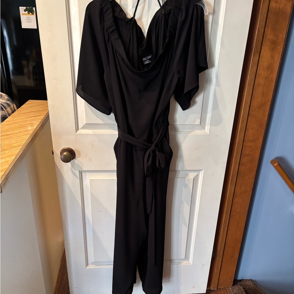 City Chic Black Jumpsuit with Belt